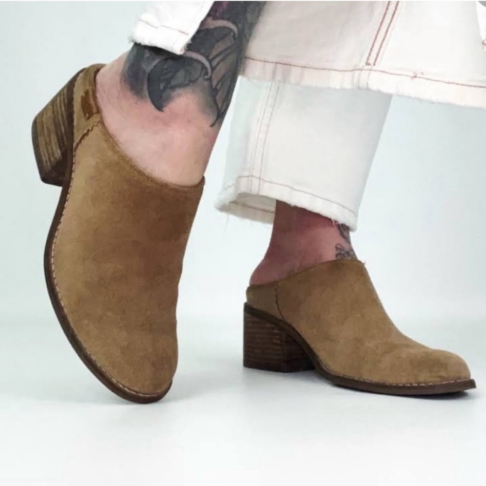 Toms Women's Leila Suede Block Heel Mules size 8.5